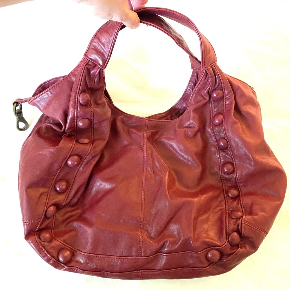 Leather Handbag by Tarnish in Red Wine/Deep Red
